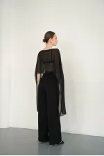 Chiffon Poncho - Black | D2938 - Topshow