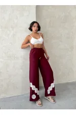 Bağcıklı Toptan Pantolon - Bordo | Topshow