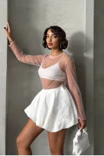 Polka Dot Tulle Wholesale Blouse - Pink | TOPSHOW | F1603