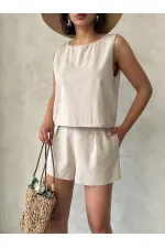 Fiyonk Taş Baskılı Kolsuz Bluz - Taş | Topshow