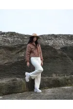 Manteau en gros avec col en nubuck et fourrure - Vison | TOPSHOW | F1553