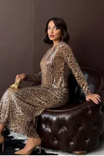 Topshow - Blouse en lycra à motif léopard pour femme (vente en gros) - Idéale pour le jour et la nuit - Léopard foncé