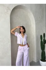 Guipure Detailed Striped Blouse - Pink | topshow