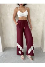 Bağcıklı Toptan Pantolon - Bordo | Topshow