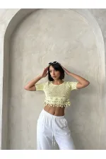 Tasseled Raw Wholesale Blouse Yellow | Topshow