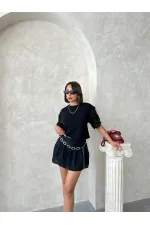 Sleeve Detailed T-Shirt - Black Topshow