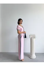 Wholesale Striped Denim Pants Pink | Topshow | F1890