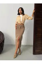 Jupe en velours côtelé Topshow en gros - Vison | F2033