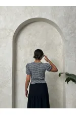 Blouse Topshow noire à carreaux imprimée taille haute, vente en gros