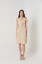 Robe Topshow à bretelles en pierre et col en V au-dessus du genou (vente en gros)