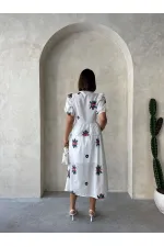 Nakışlı Vual Etek - Krem - D2879 | Topshow