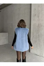 Gilet en plumes bleu en gros | TOPSHOW | F1567