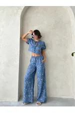 Embroidered Front Tie Wholesale Blouse - Dark Blue | Topshow