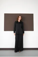 Chemise à manches longues en gros - Noire | F2101 - Topshow