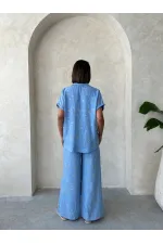 Nakışlı Toptan Gömlek - Açık Mavi | Topshow