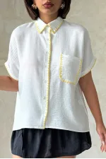 Shepherd's Stitched Linen Shirt - Cream Yellow | Topshow