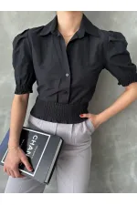 Chemise Topshow noire à boutons en gipel, vente en gros