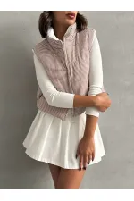 Doudoune sans manches en fibre à motif Pitikare - Marron | TOPSHOW | F1741