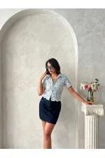 Dantel Gömlek - Mavi | Topshow