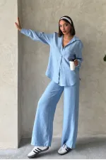 Topshow Mavi Keten Toptan Pantolon