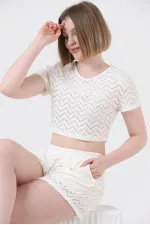Short en maille crème Topshow en gros