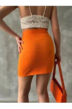 Jupe au-dessus du genou avec chaîne de taille - Orange (vente en gros) | TOPSHOW