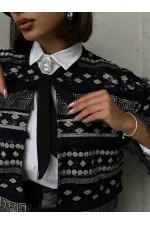 Wholesale Tie-Down Blouse - Black | TOPSHOW | F1731