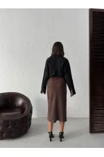 Topshow Kahve  Süet Toptan Etek