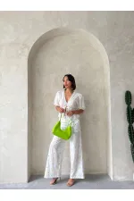 Nakışlı Vual Bluz - Sarı | Topshow