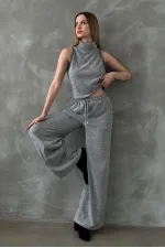 Pantalons en maille gris en gros | TOPSHOW | F1486