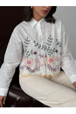 Chemises brodées pour femmes en gros – Style bohème chic – JAUNE DSN2