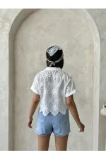 Nakışlı Gömlek - Krem Topshow