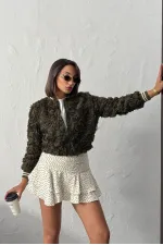 Topshow - Vente en gros de manteaux zippés Rose Süzüneli - Kaki