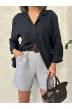 TOPSHOW Gri Kemerli Toptan Şort