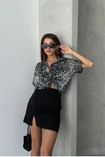 Topshow Gray Leopard Burnt Velvet Wholesale Shirt