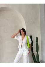 Nakışlı Vual Bluz - Sarı | Topshow