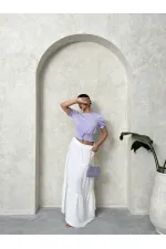 Topshow Lila Beli Gipeli Pitikareli Toptan Bluz