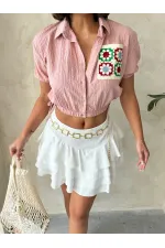 Nakışlı Cepli Toptan Gömlek - Pudra | TOPSHOW