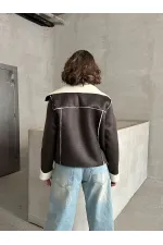 Süet Peluş Toptan Mont - Haki Krem | TOPSHOW | F1856