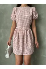 Robe Topshow à col rond poudré en gros