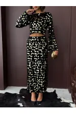 Topshow - Wholesale Sequined Velvet Skirt - Black Gold