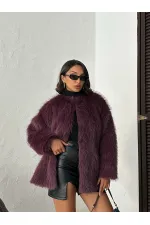 Suni Kürk Toptan Ceket - Mürdüm | TOPSHOW | F1608