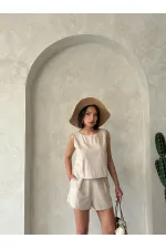 Fiyonk Taş Baskılı Kolsuz Bluz - Taş | Topshow