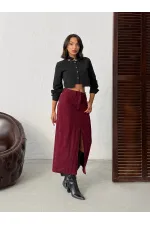 Jupe en velours côtelé Topshow en gros - Bordeaux | F2033