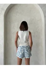 Dantel Şort - Mavi | Topshow