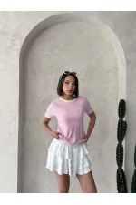 T-shirt brodé rose et jaune | Topshow