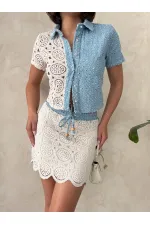 Denim Lace Shirt - Raw Blue D.1 Topshow