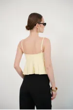 Striped Strappy Wholesale Blouse - Yellow | D2791 - Topshow