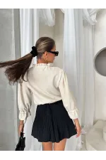 Topshow Stone Black Lace Detail Wholesale Blouse | F1693