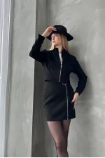 Süet Crop Toptan Mont - Siyah | TOPSHOW | F1551